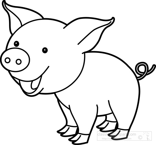 free black and white pig clipart - photo #35
