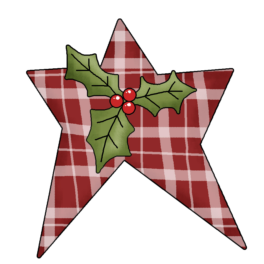 A cute country christmas star clipart means holiday cheer and image #24760