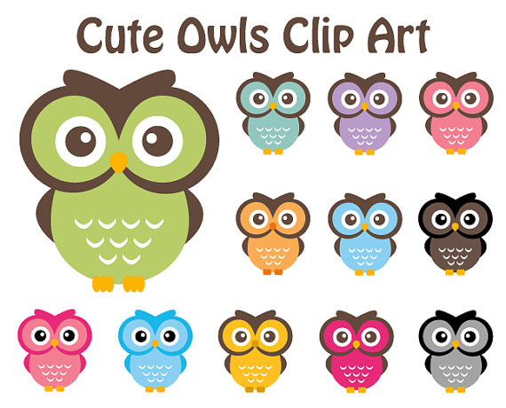 Cute owl clipart owl clip art elements by dennisgraphicdesign