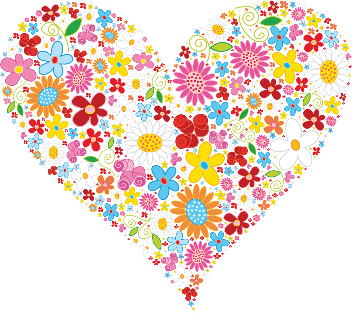 Heart clipart beautiful heart made up of colorful flowers