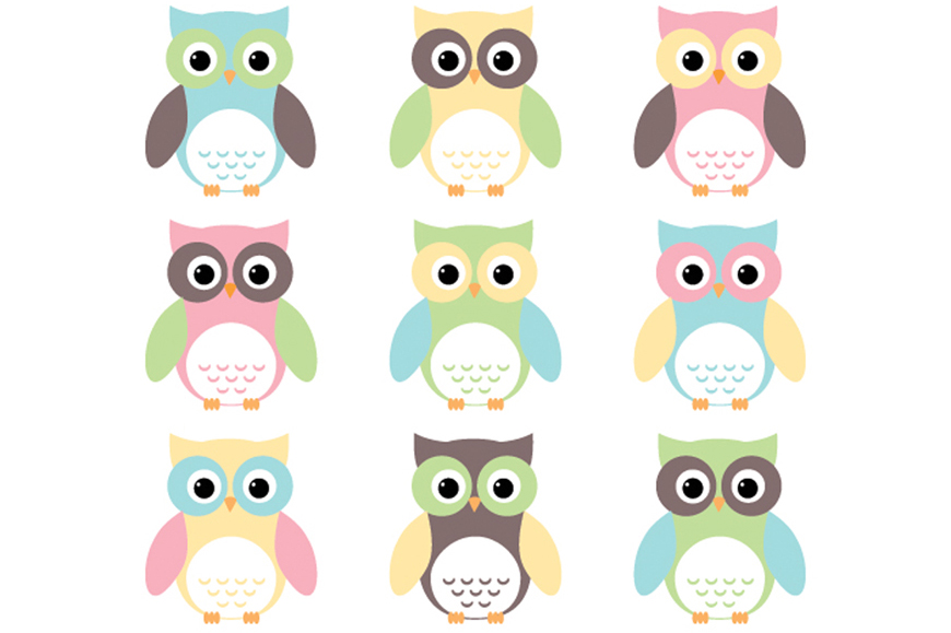 Pink owls clipart products creative market