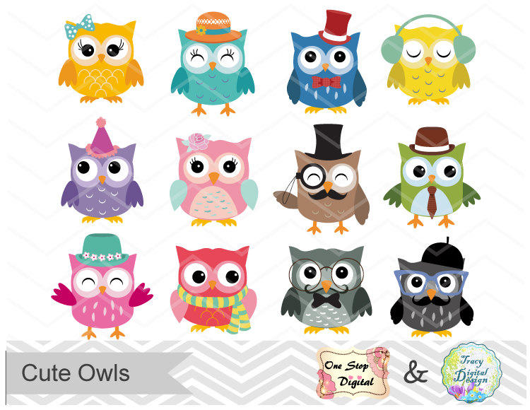 Popular items for pink owl clipart on