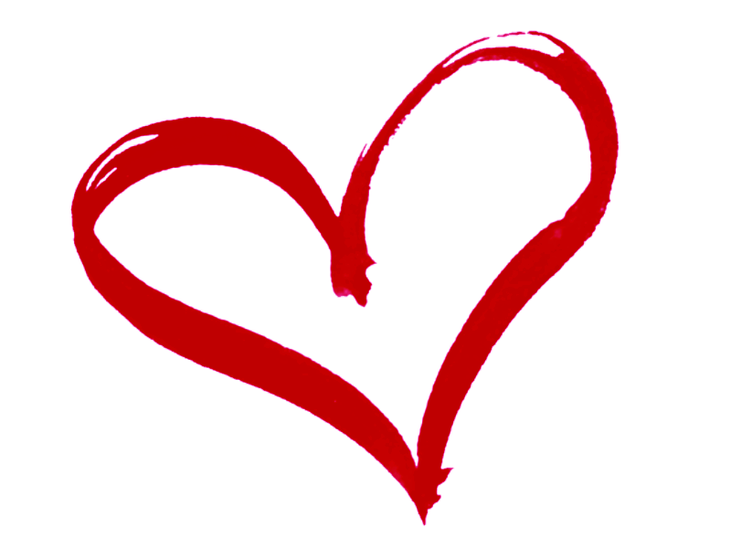 Red outline heart clipart