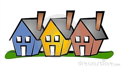 Colourful house silhouettes clip art stock image image 1 2