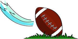 Football clipart image a football landing in the grass of a