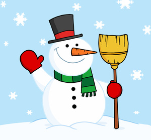 Free snowman clipart image snowman with a broom waving clipart
