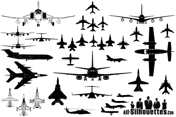 Vector airplane clipart silhouettes