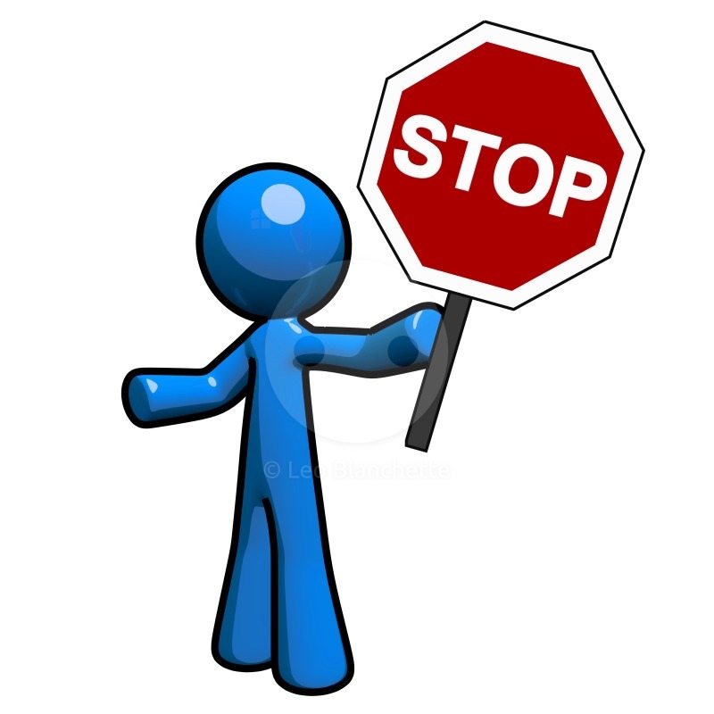Not found concept blue man holding stop sign clip art