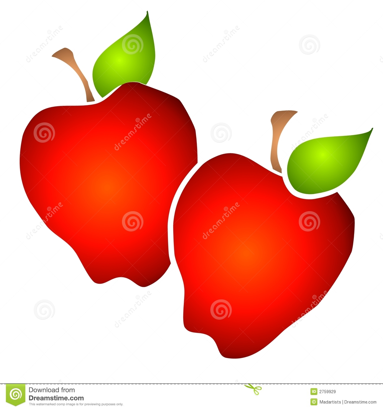 Pair of big red apples clipart royalty free stock images image