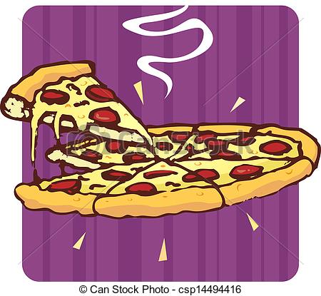 Vector clip art of hand drawn pepperoni pizza a pizza topped