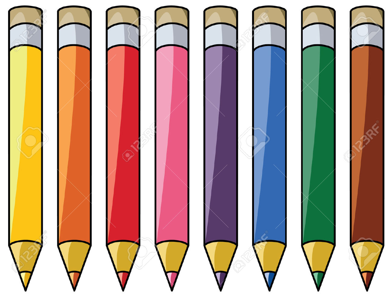 Colourful pencils clipart royalty free cliparts vectors and