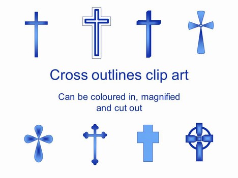 Cross outlines clip art powerpoint template 1