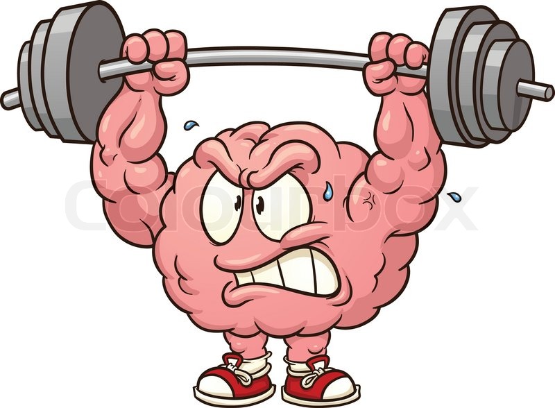 Cute brain exercising vector clip art illustration with simple