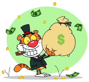 Money wealthy clipart image clip art illustration of a tiger smiling