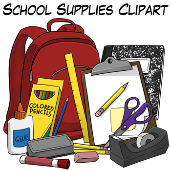 School supplies clip art by digital classroom clipart teachers