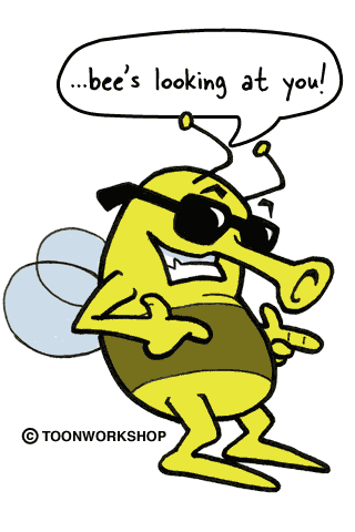 Funny bee clipart cartoon style