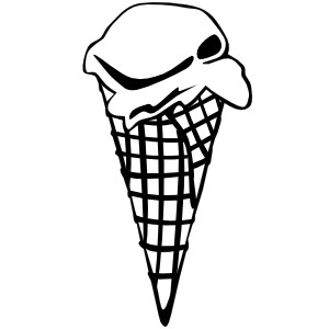 Ice cream cone black and white clipart