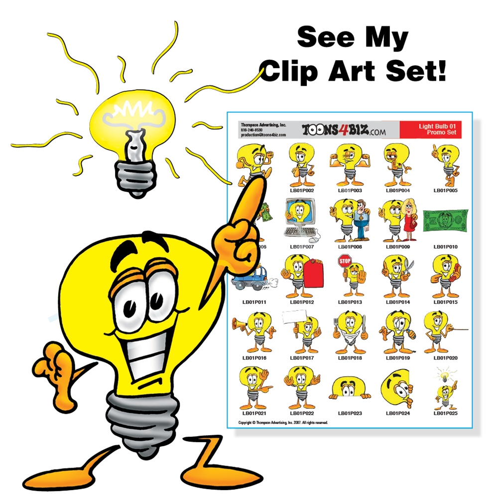 Cartoon electricity light bulb clip art set