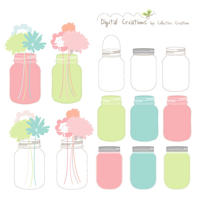 Digital download discoveries for mason jar clipart from 3