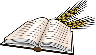 Image open bible with heads of wheat bible clip art
