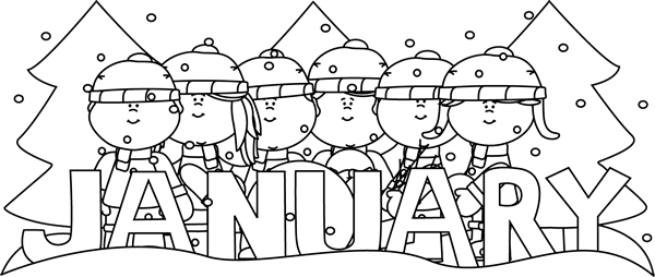 January clipart black and white new hd image