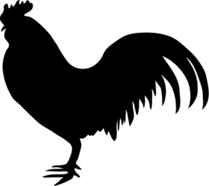 Male chicken clipart image black and white cartoon silhouette of