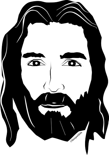 Original free christian clip art face of jesus christ in black