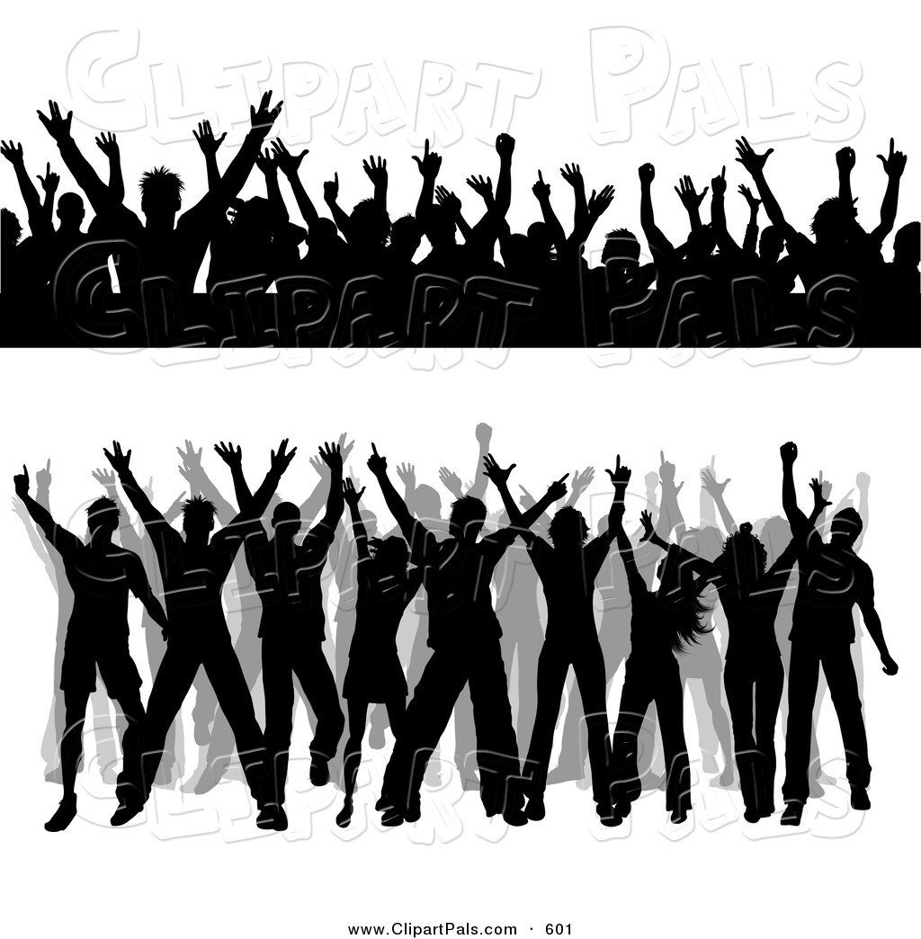 Pal clipart of a digital set of silhouetted dancing people borders