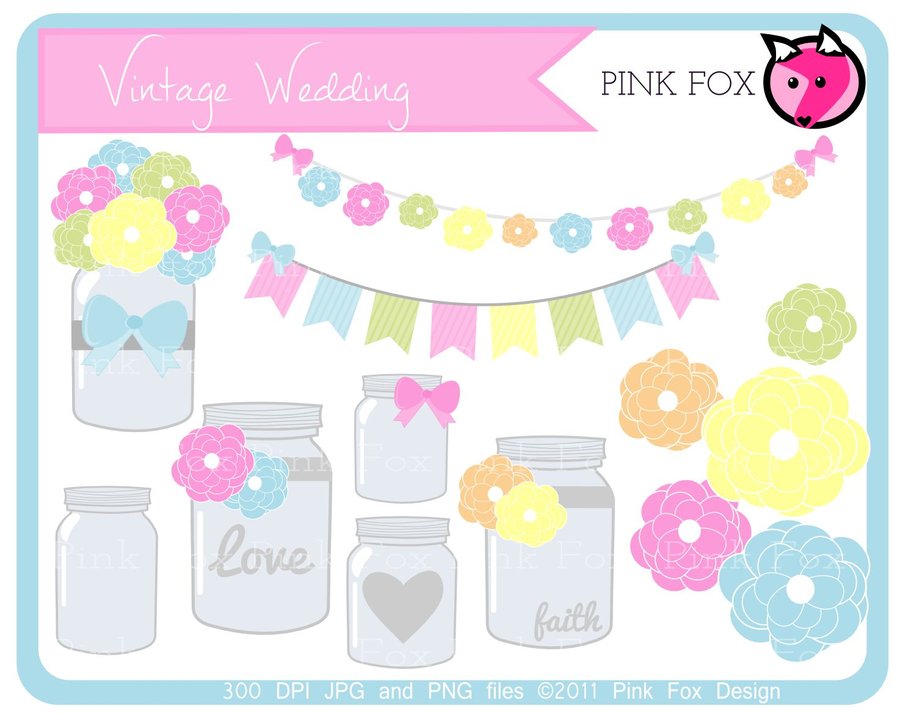 Vintage mason jars clip art by pinkfoxdesign on