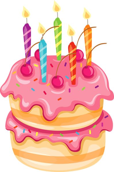 Birthday cake pink cake with candles clipart a