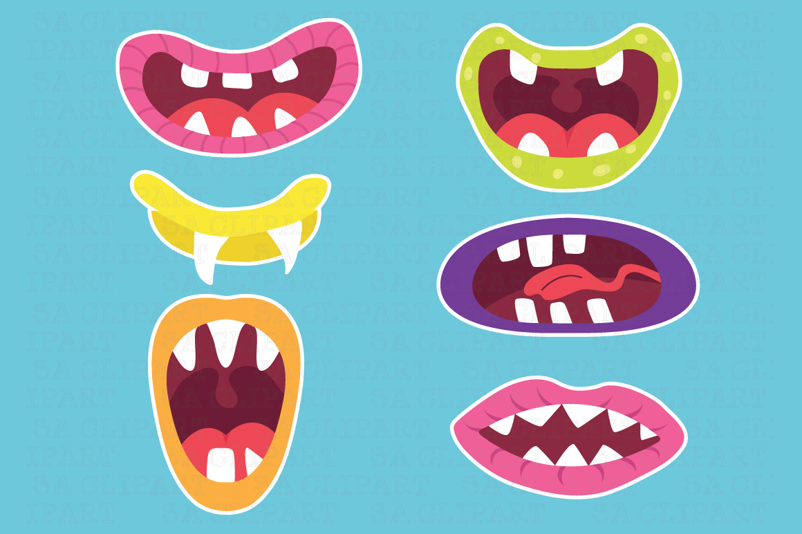 Monster mouth clipart products creative market