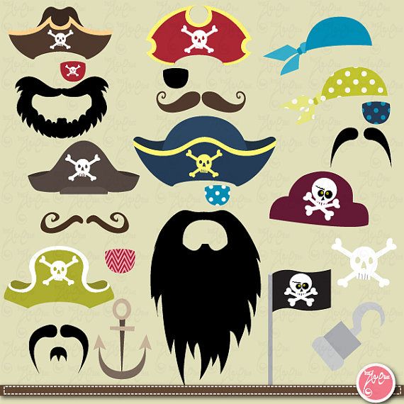 Pirate clipart clip art set mustache party weddings birthday