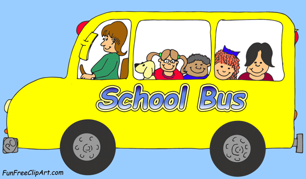 School bus with happy children fun free clipart funfreeclipart com