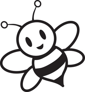 Bumble bee clipart image cute cartoon bumble bee in black and white
