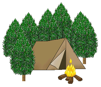 Camping clip art large brown tent and campfire