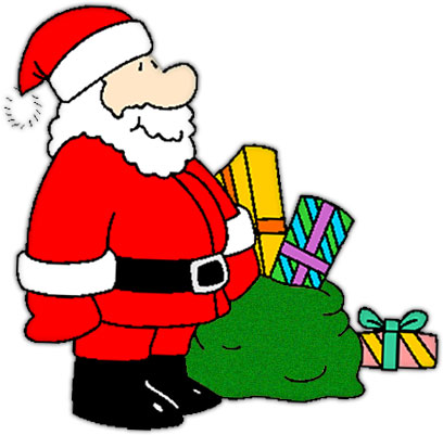 Free christmas clipart santa with a sack full of presents