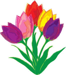 Garden tulips clipart image clip art image of watercolor painted tulips