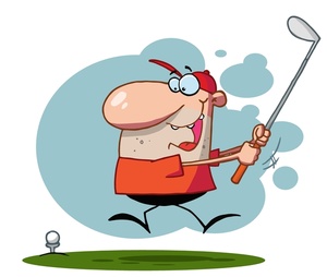 Golfer clipart image a happy golfer teeing off and swinging his