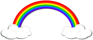 Rainbow clipart image clip art illustration of a rainbow with clouds
