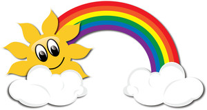 Rainbow clipart image clip art of a happy sunshine at the end of
