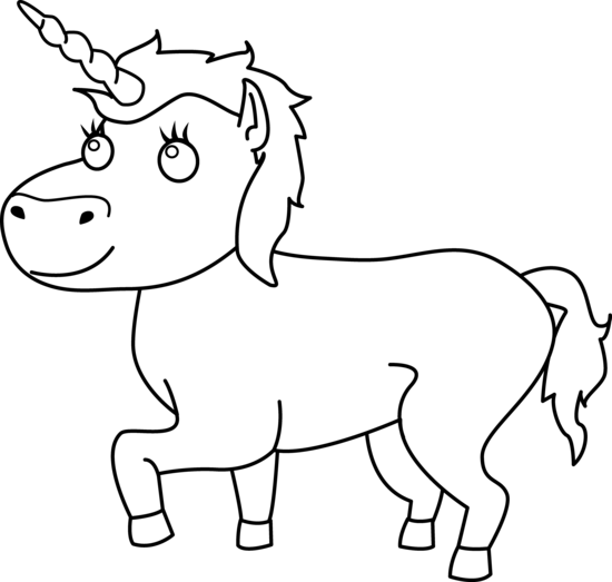 Colorable unicorn line art free clip art