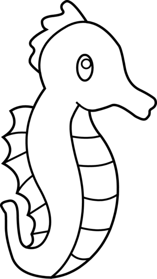 Cute seahorse line art free clip art
