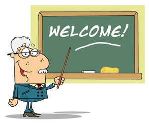 Welcome back to school clipart image male teacher or professor at