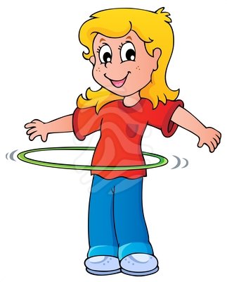 Girl exercise with hula hoop clipart