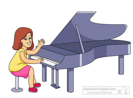 Musical instruments girl playing piano classroom clipart