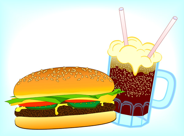 Old fashioned hamburger and soda free clip art