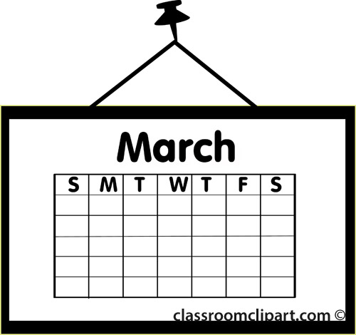 Calendar calendar march outline classroom clipart