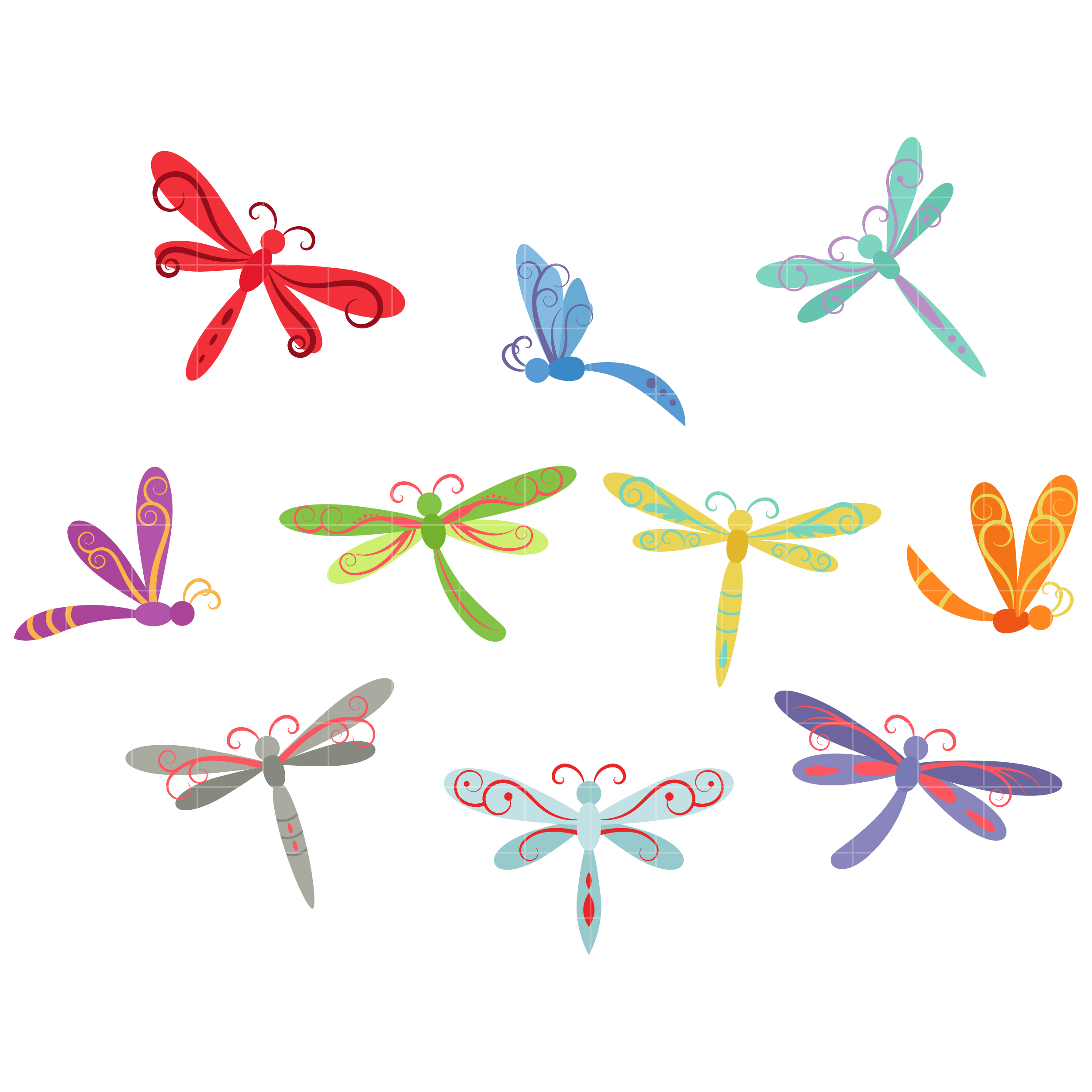 Dragonfly whimsical dragonflies set semi exclusive clip art set for
