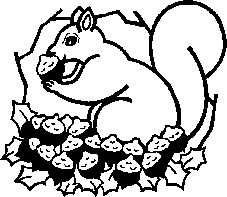 Squirrel clipart black and white