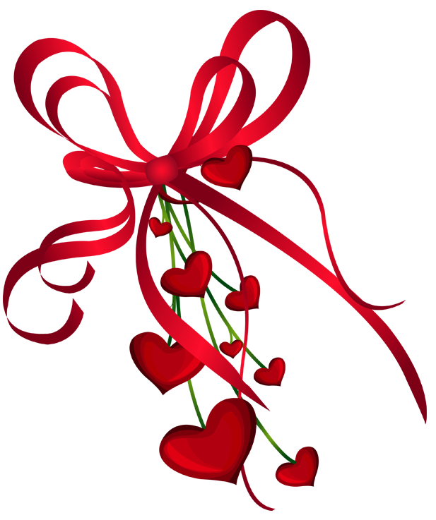 Valentines day hearts decor with red bow clipart 0